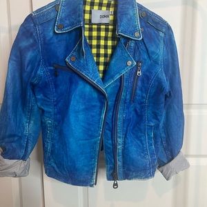 Blue leather jacket